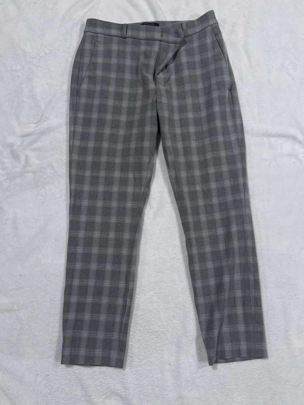 Banana Republic Gray Plaid Straight-Leg Dress Pants